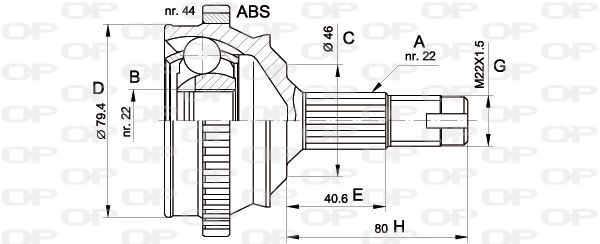 OPEN PARTS Šarnīru komplekts, Piedziņas vārpsta CVJ5225.10